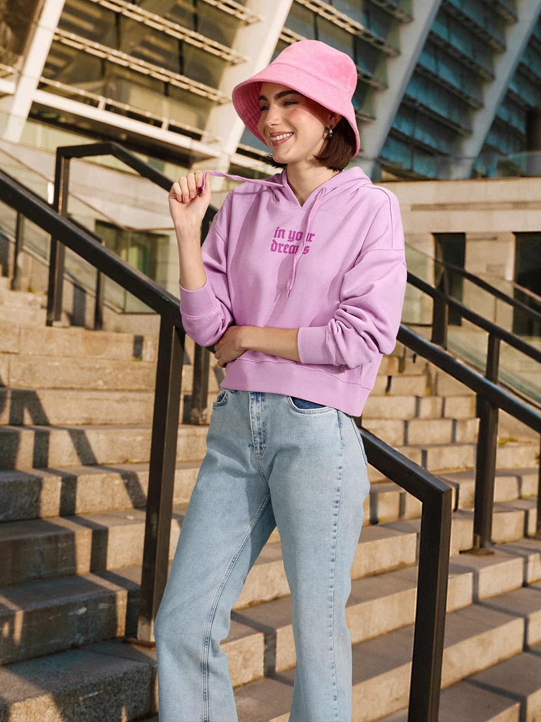 

DressBerry Printed Hooded Sweatshirt, Lavender