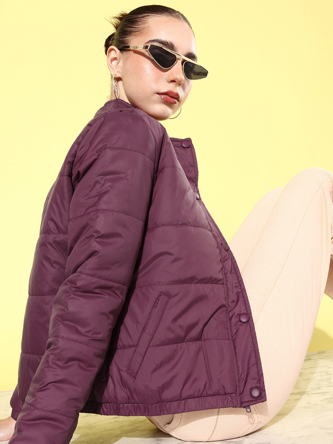 

4WRD by Dressberry Puffer Jacket, Burgundy