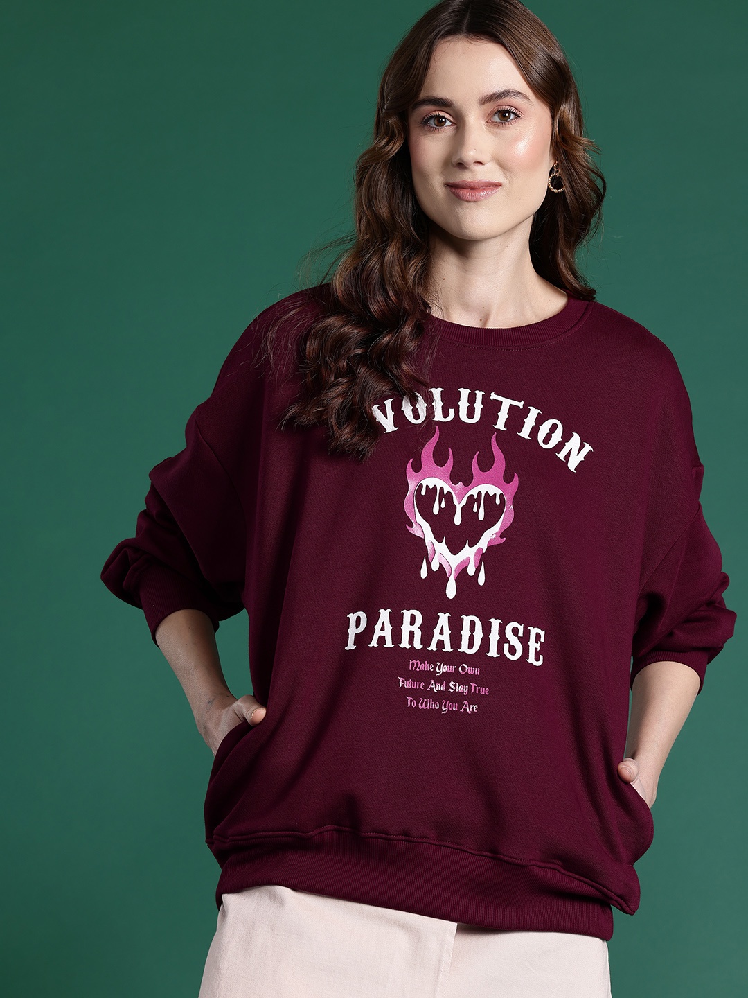 

DressBerry Printed Sweatshirt, Maroon