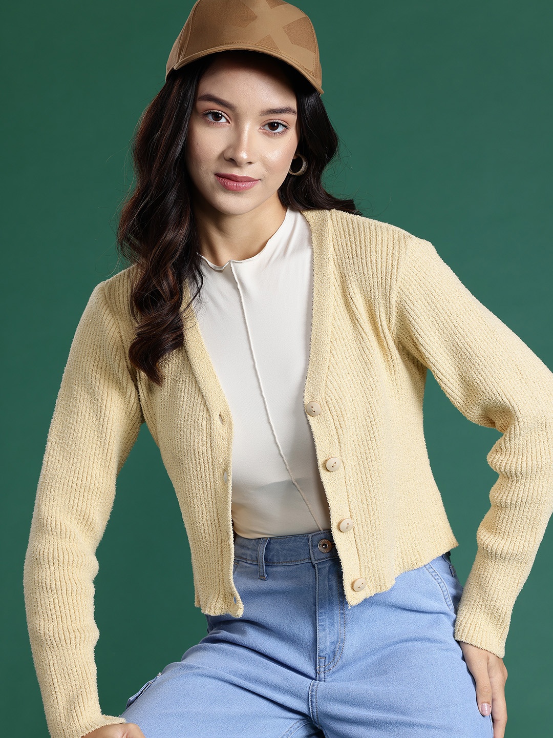 

DressBerry Ribbed Cardigan, Cream