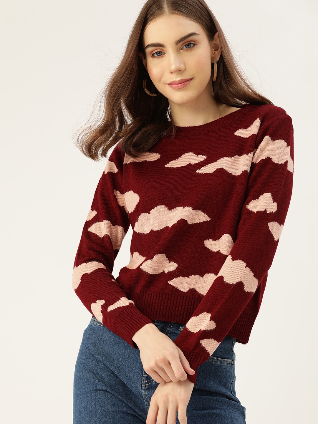 

DressBerry Printed Pullover, Maroon