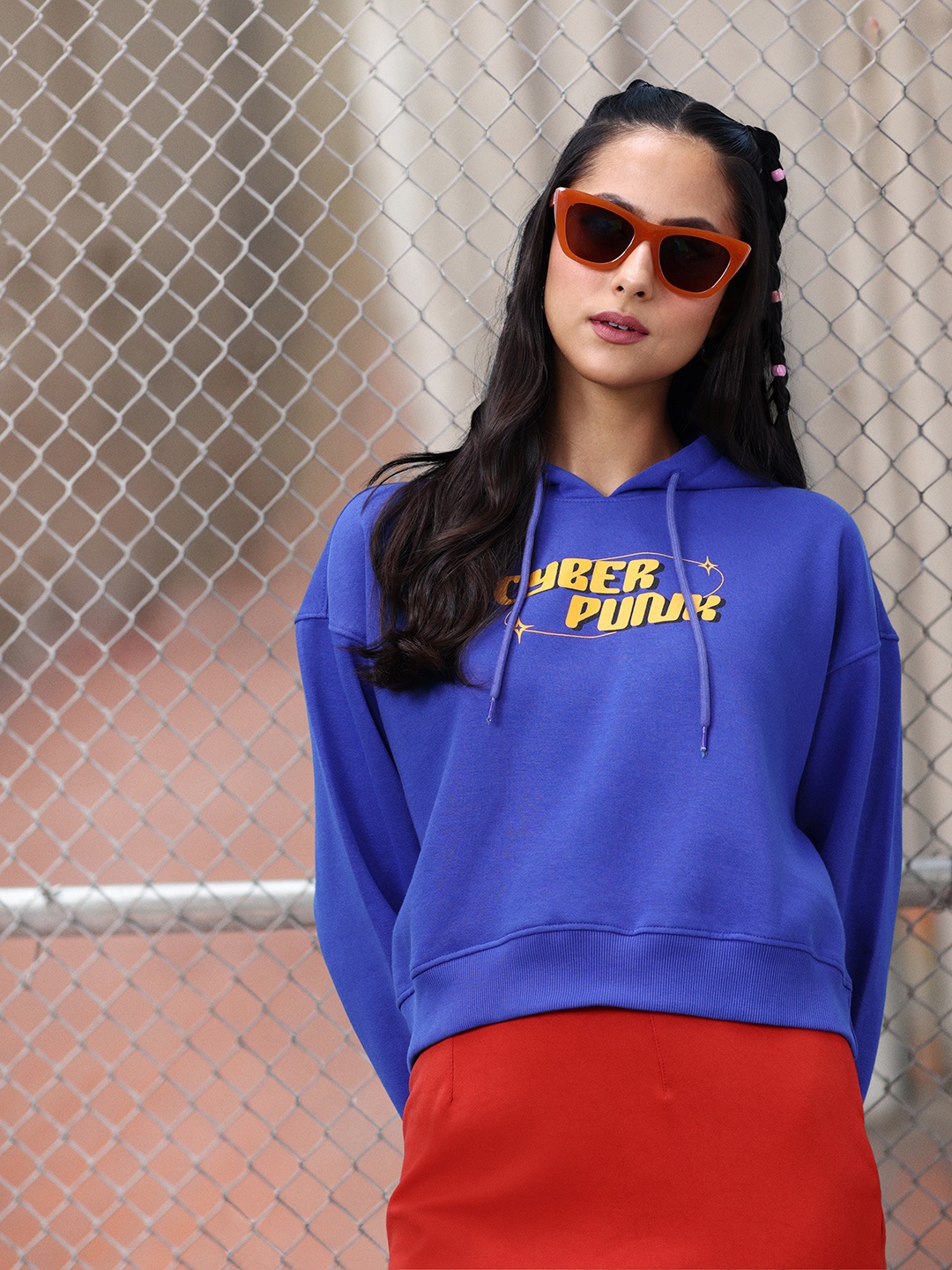 

DressBerry Printed Hooded Sweatshirt, Blue