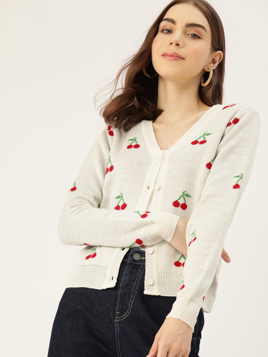 

DressBerry Printed Cardigan, White