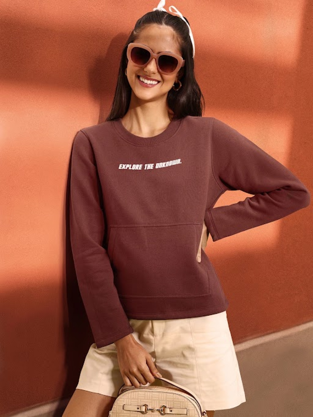 DressBerry Typography Printed Sweatshirt, Brown
