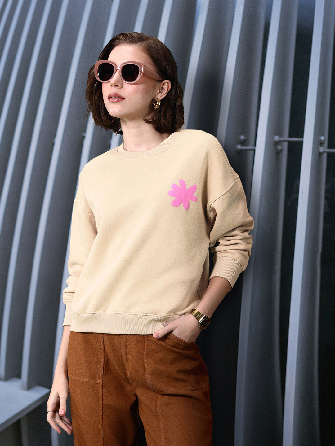 

DressBerry Printed Sweatshirt, Beige