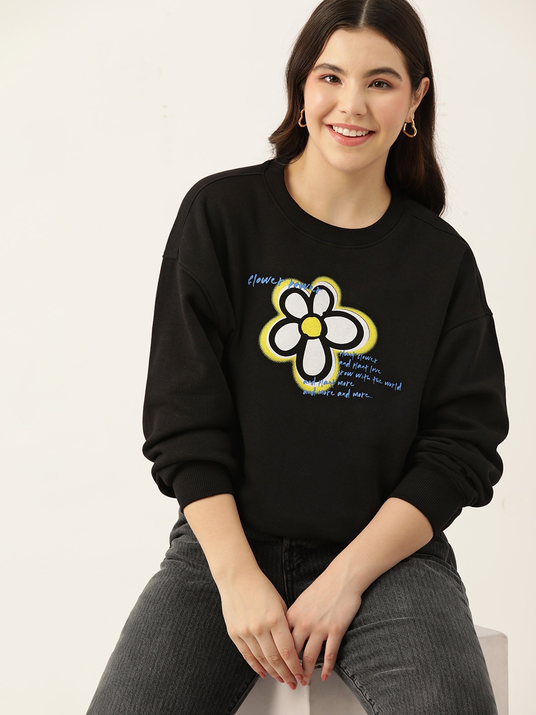 

DressBerry Printed Sweatshirt, Black
