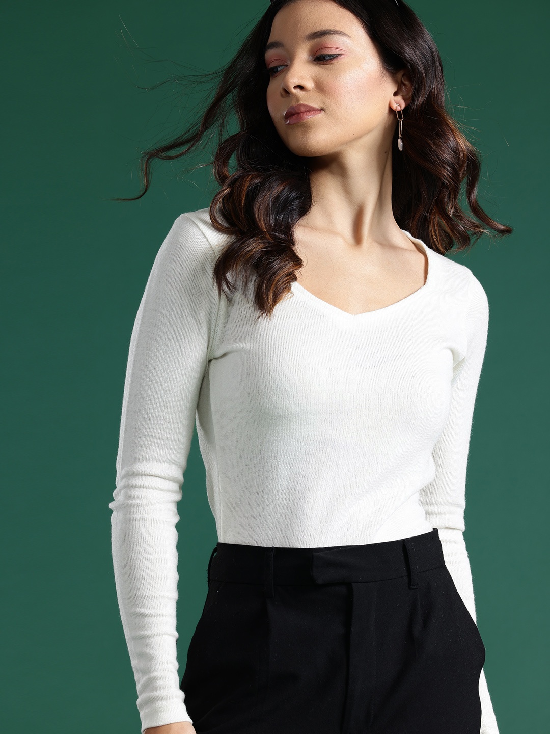 

DressBerry Women Solid Acrylic Pullover, White