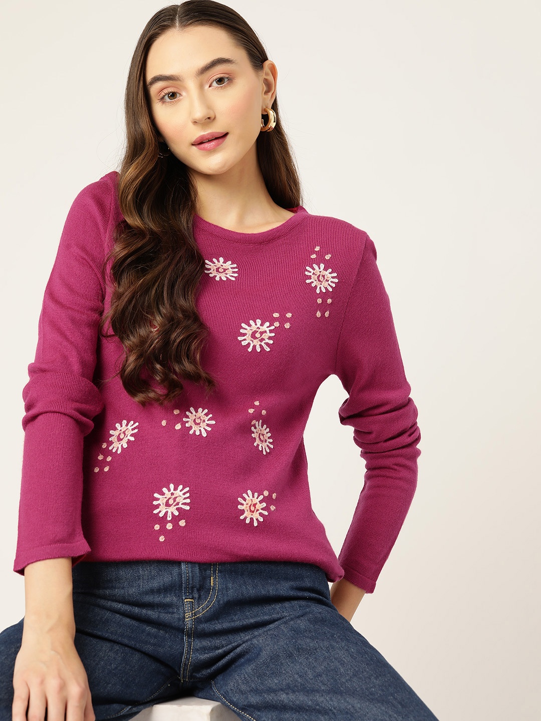 

DressBerry Embroidered Pullover, Pink