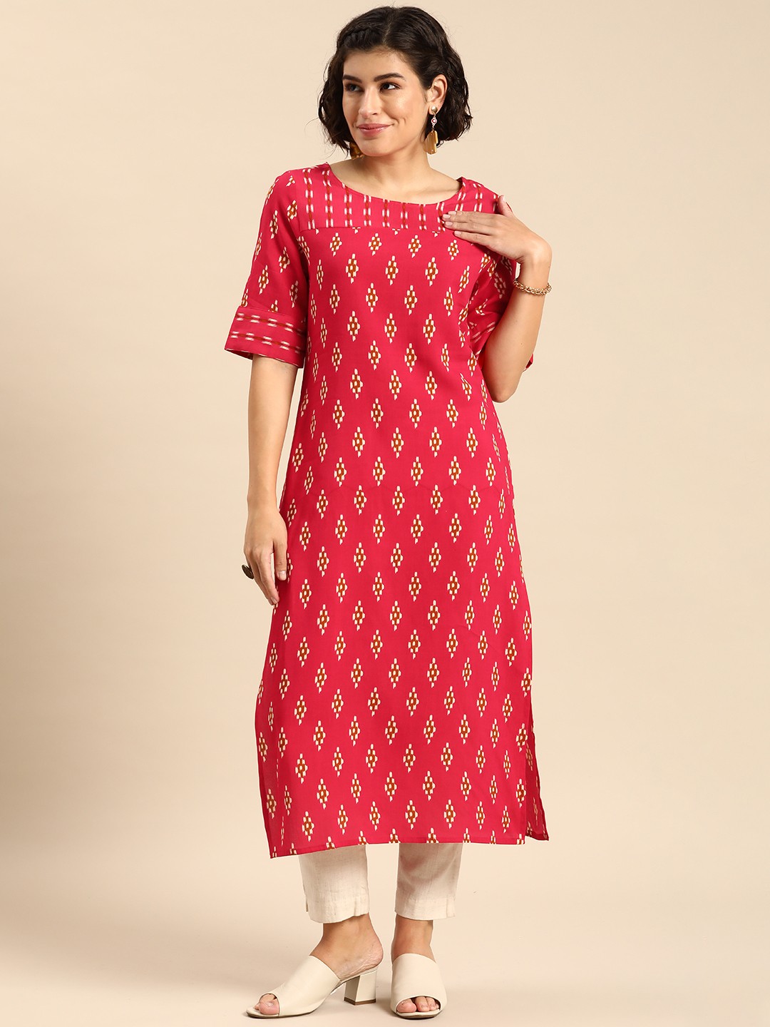 

Anouk Ethnic Motifs Printed Kurta, Pink