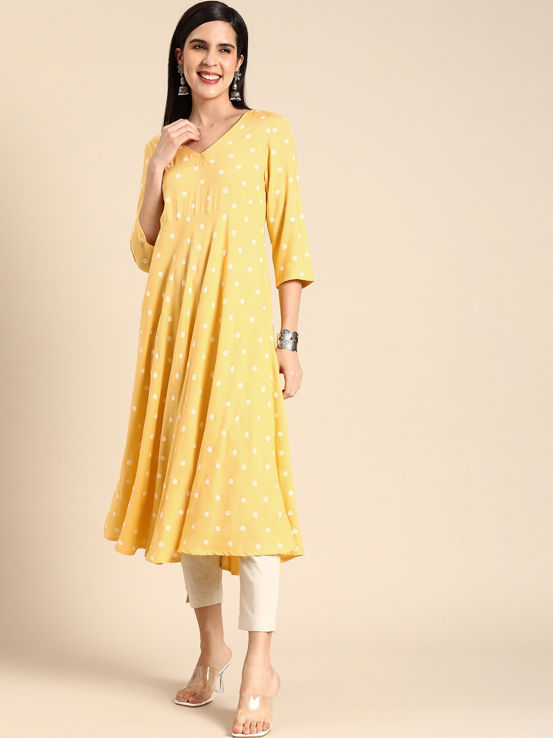 

Anouk Geometric Printed Kurta, Yellow