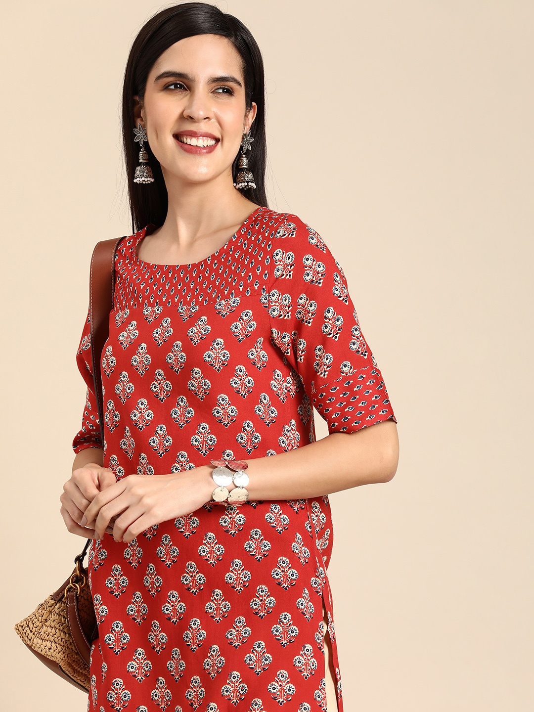 

Anouk Floral Printed Kurta, Red