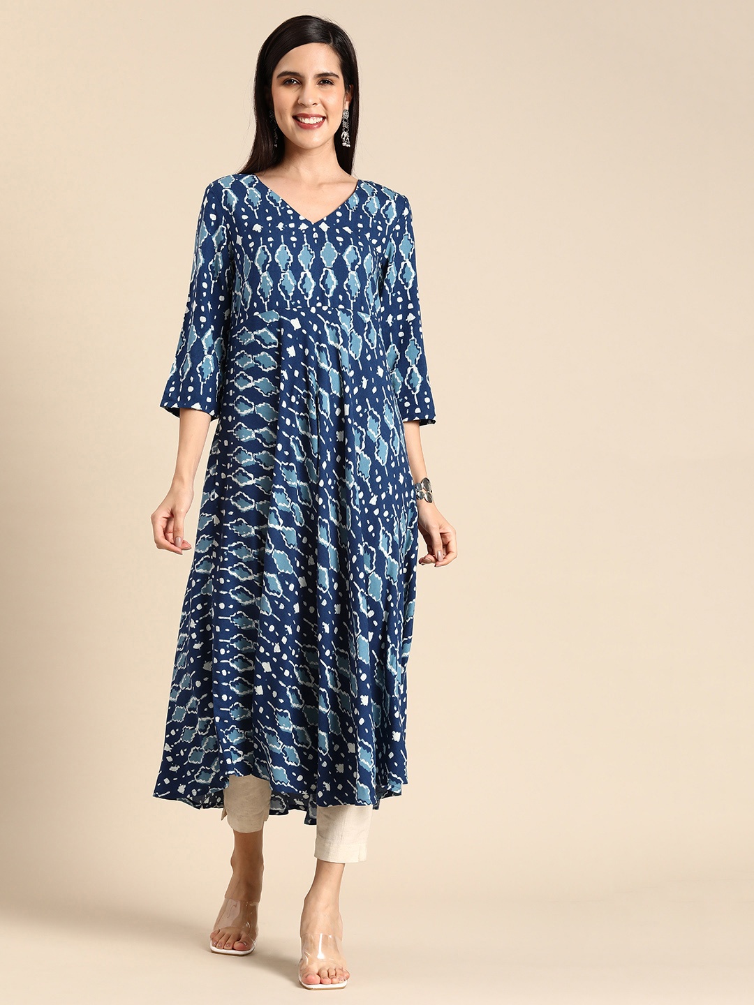 

Anouk Printed A-Line Kurta, Blue