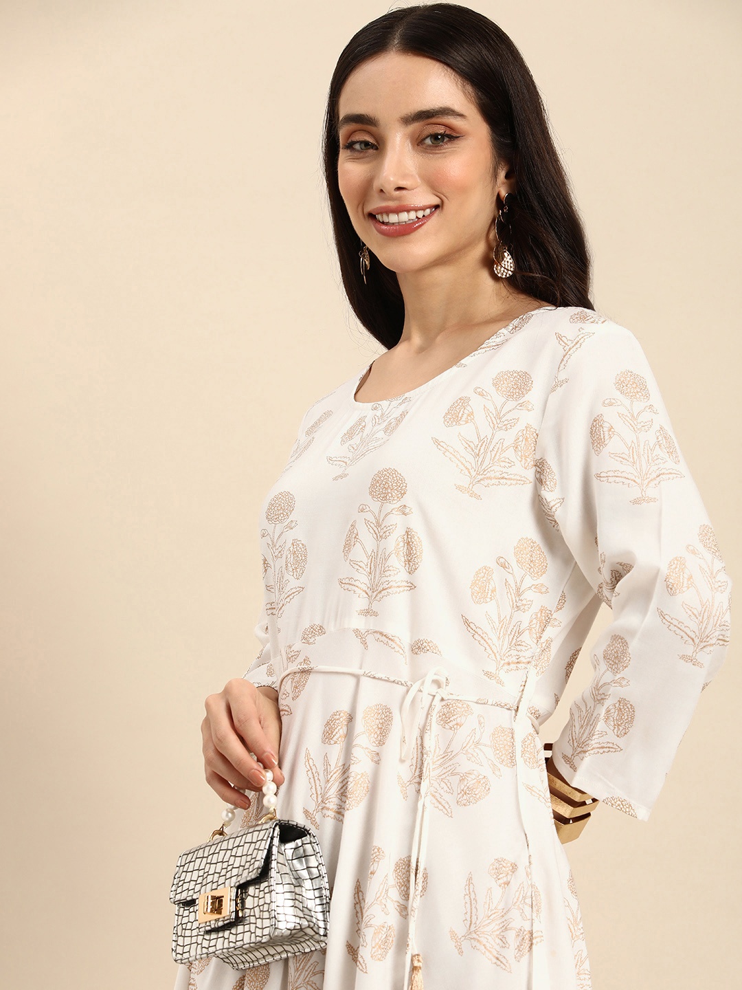 

Anouk Women Floral Printed A-Line Kurta, White