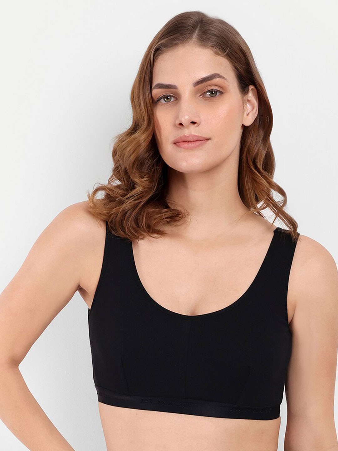 

BLAZON Full Coverage Non-Padded All Day Comfort Cotton Workout Bra, Black