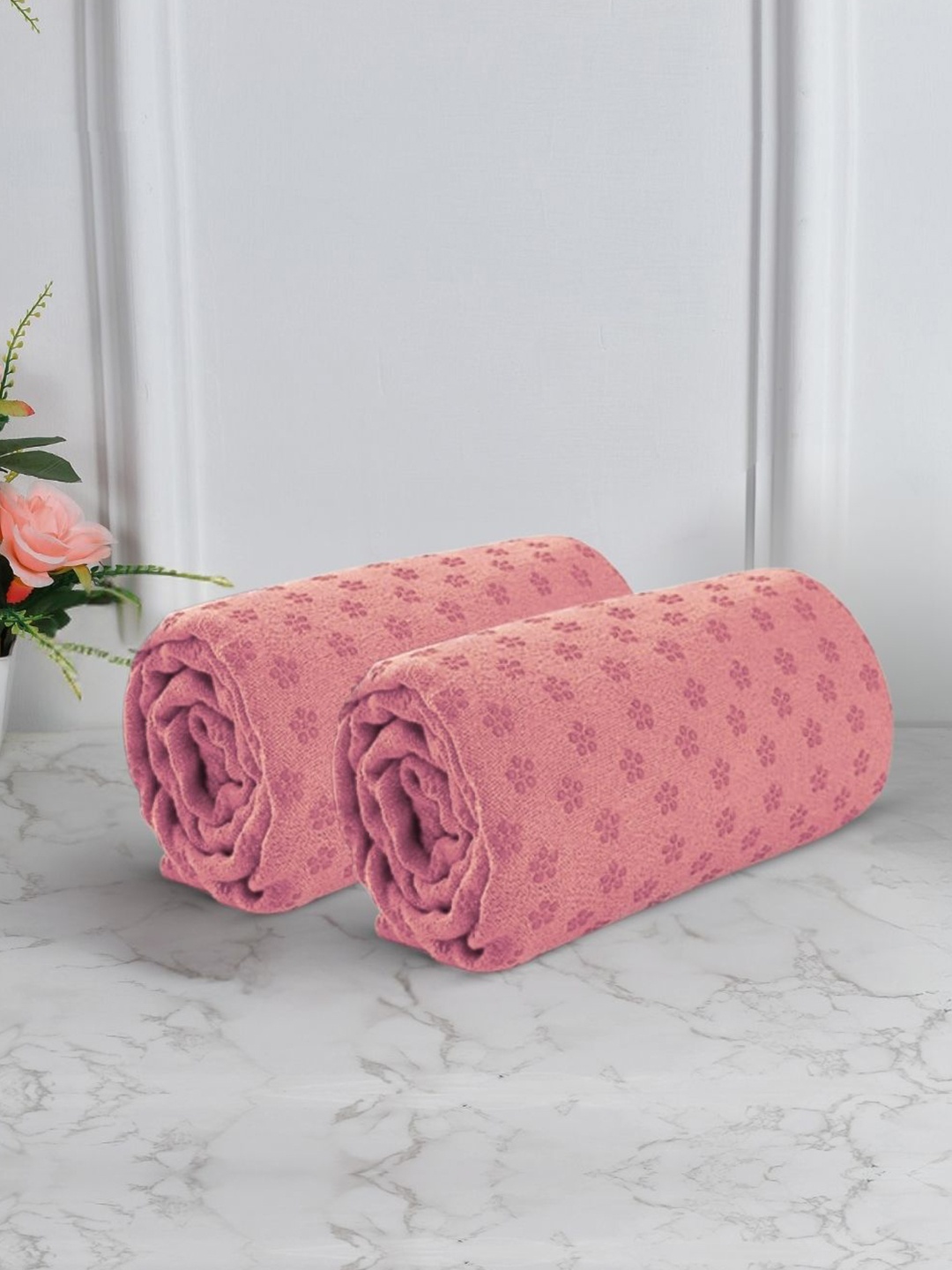 

Black gold Pink 2-Pieces Printed 450 GSM Yoga Mat Towels