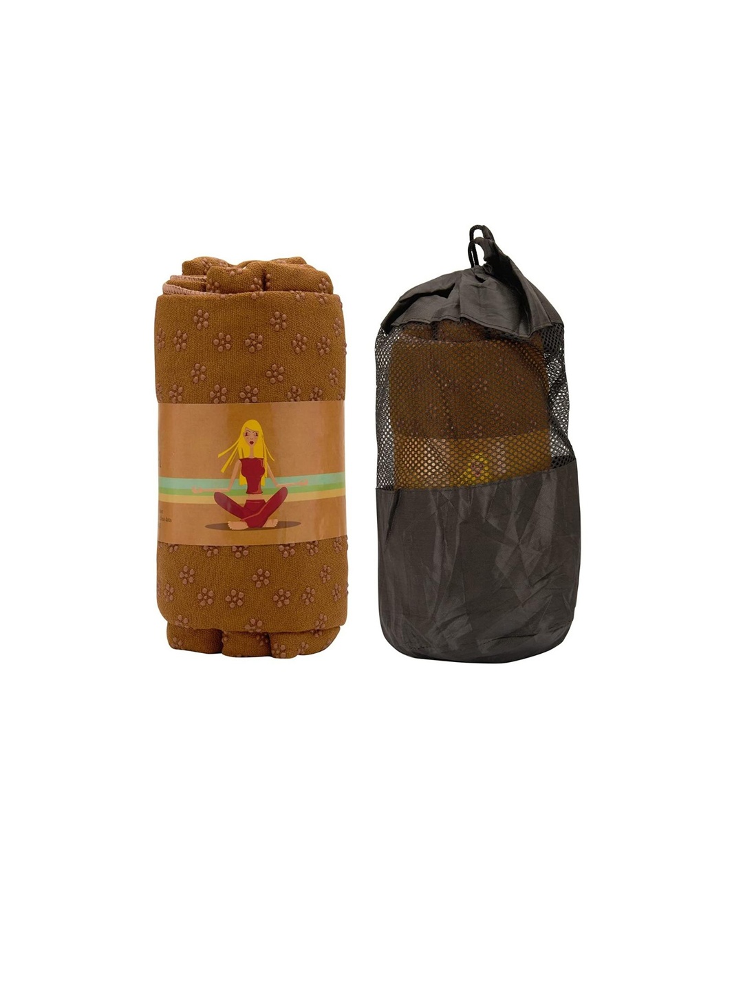

Black gold 3-Pcs Brown Self Design Premium Microfiber Yoga Mat Towels