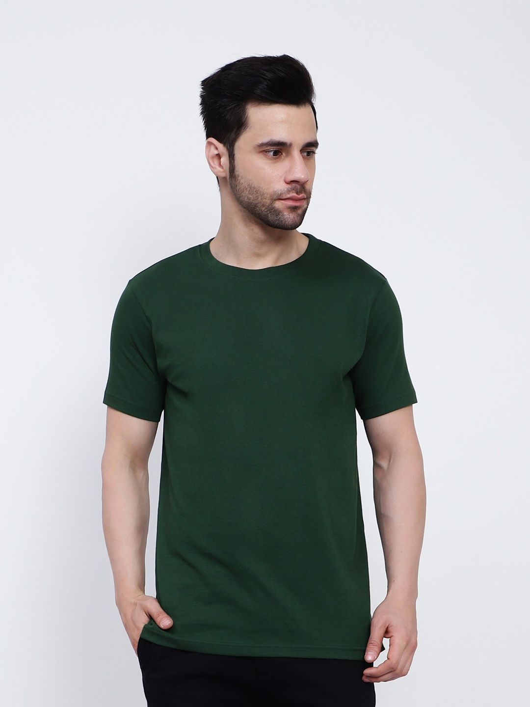 

T-SHIRT TRUCK Round Neck Cotton T-shirt, Green