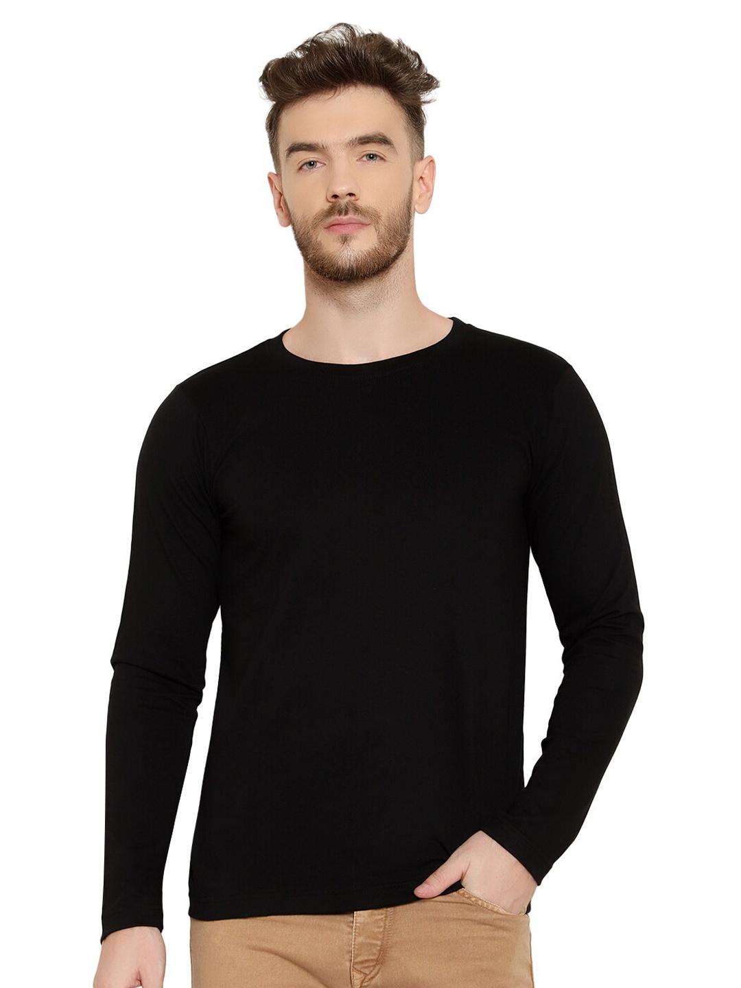 

T-SHIRT TRUCK Round Neck Cotton T-shirt, Black