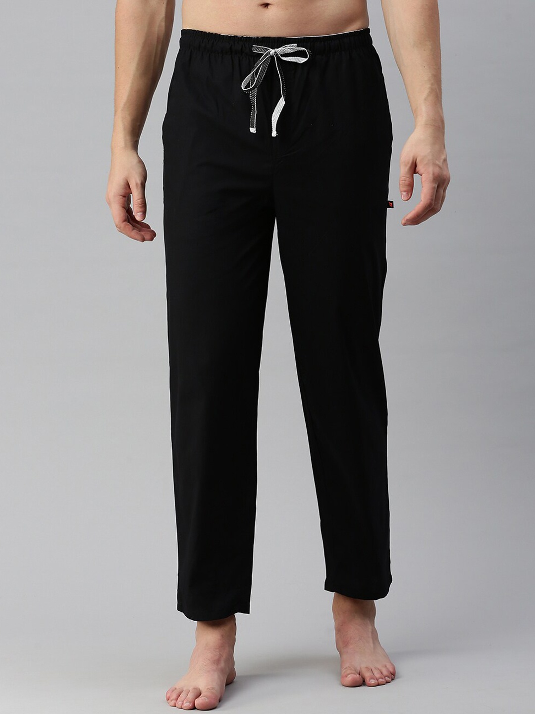 

Bareblow Men Mid-Rise Cotton Lounge Pants, Black