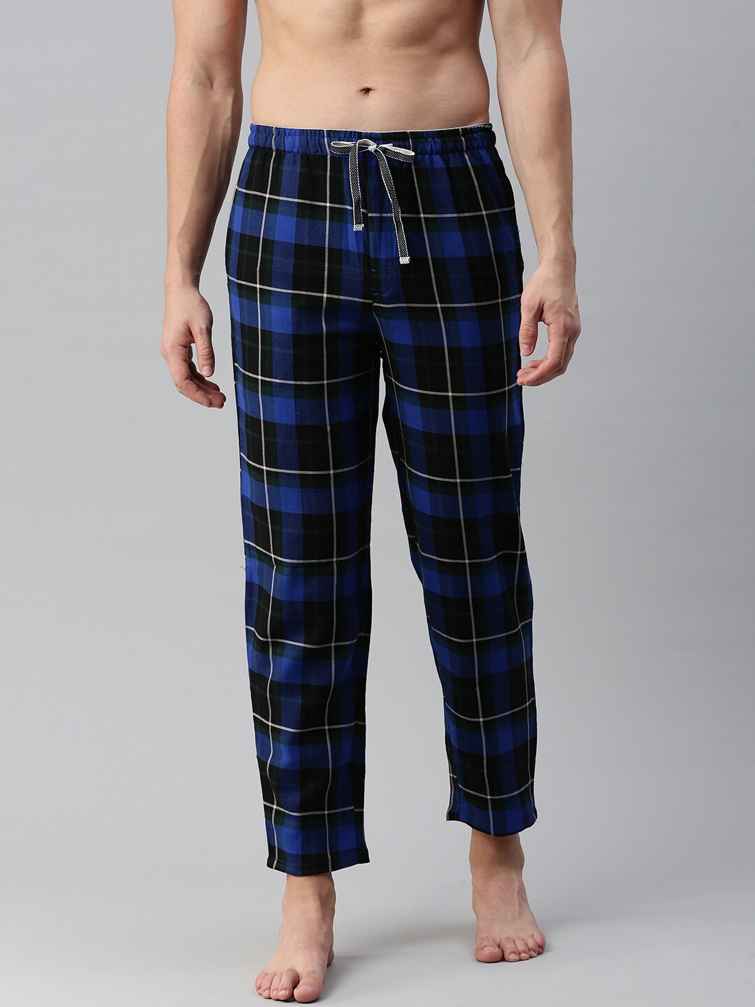 

Bareblow Men Checked Mid-Rise Cotton Lounge Pants, Multi