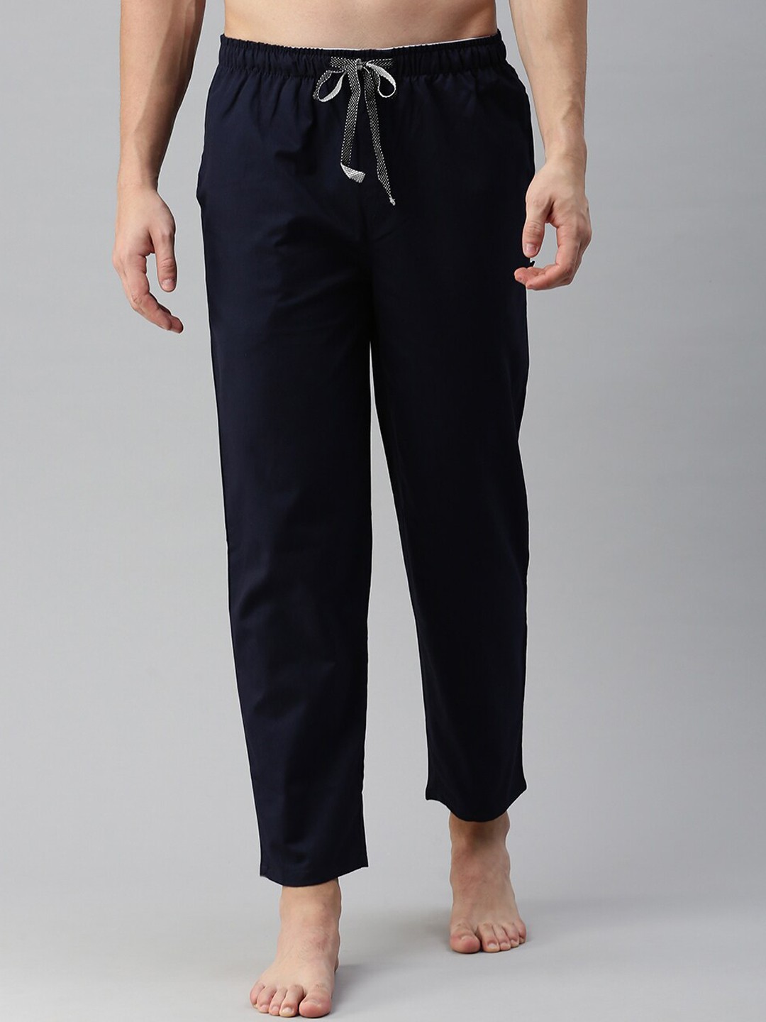 

Bareblow Men Mid-Rise Straight Pyjama Pants, Navy blue