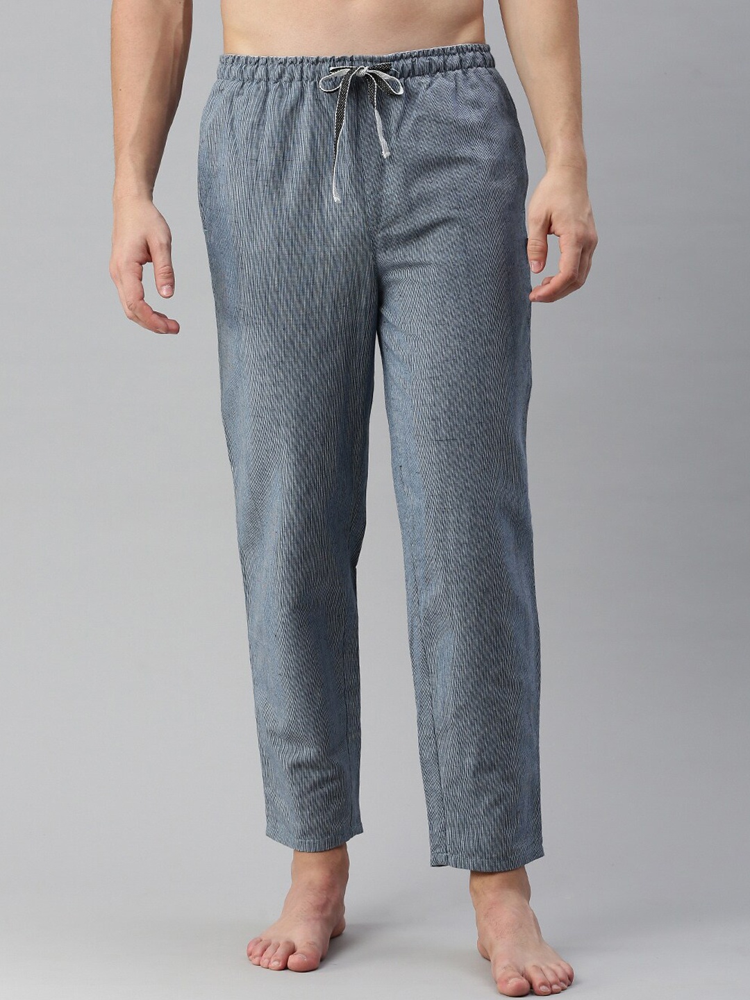 

Bareblow Men Mid-Rise Cotton Lounge Pants, Blue