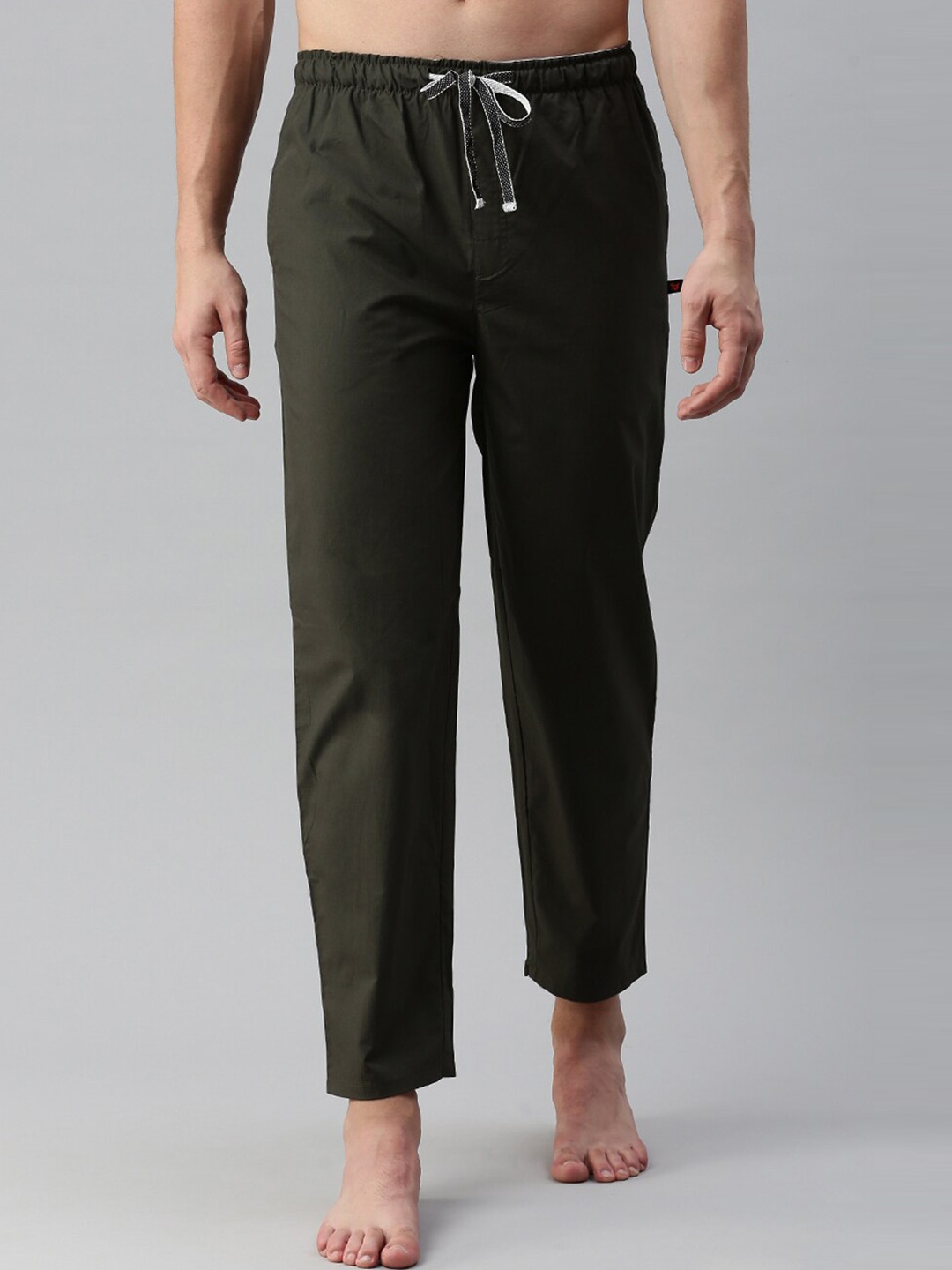

Bareblow Men Mid-Rise Cotton Lounge Pants, Green