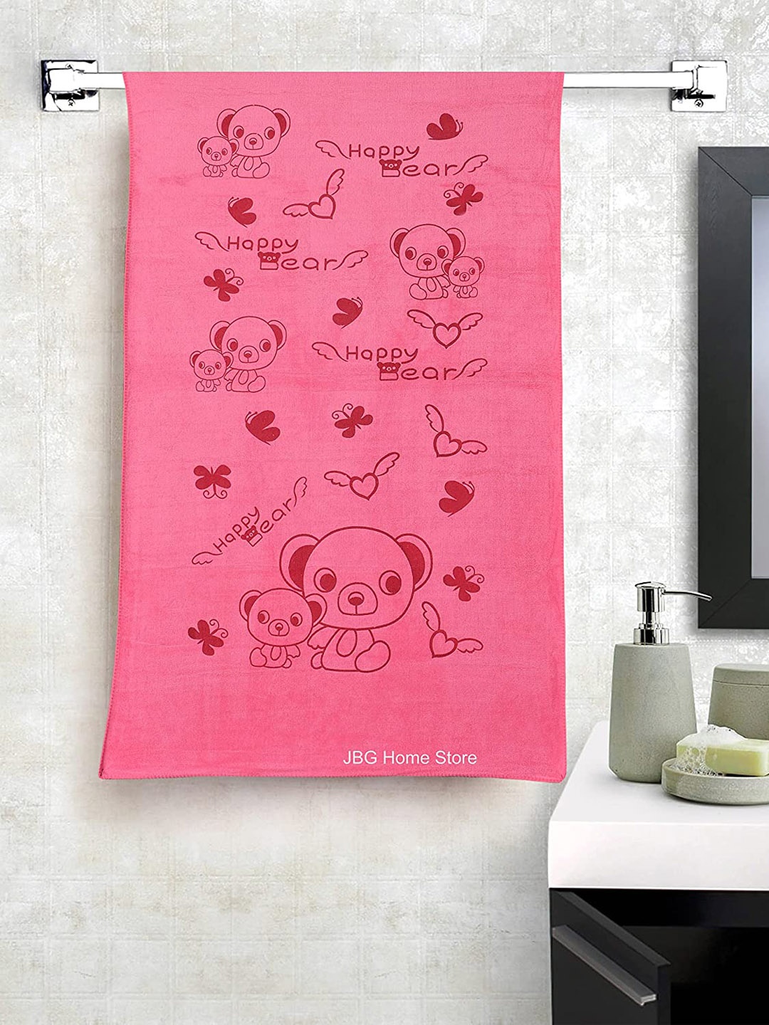 

JARS Collections Kids Pink Printed 350 GSM Bath Towel