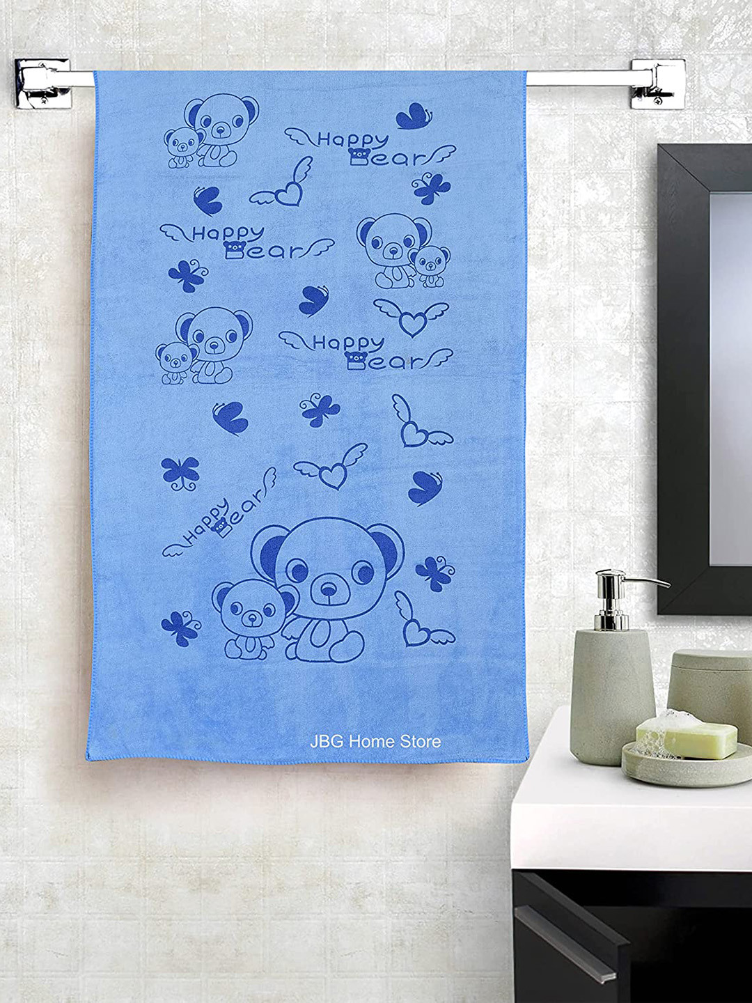 

JARS Collections Kids Blue Printed 350 GSM Microfiber Bath Towel