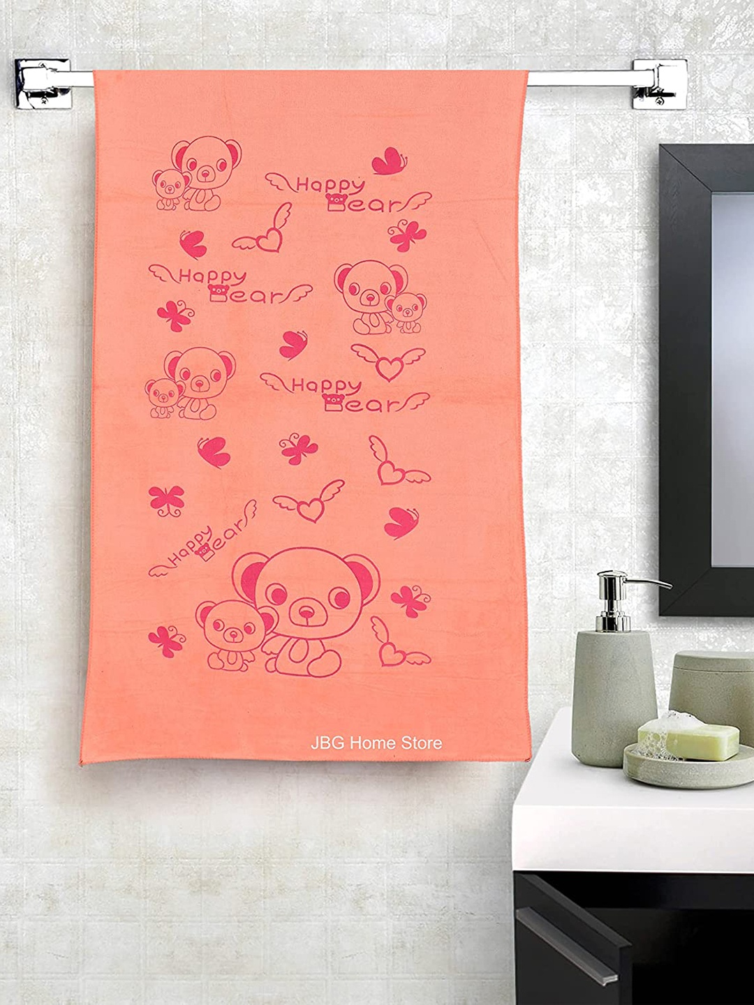 

JARS Collections Peach-Coloured Printed 350 GSM Microfiber Bath Towel