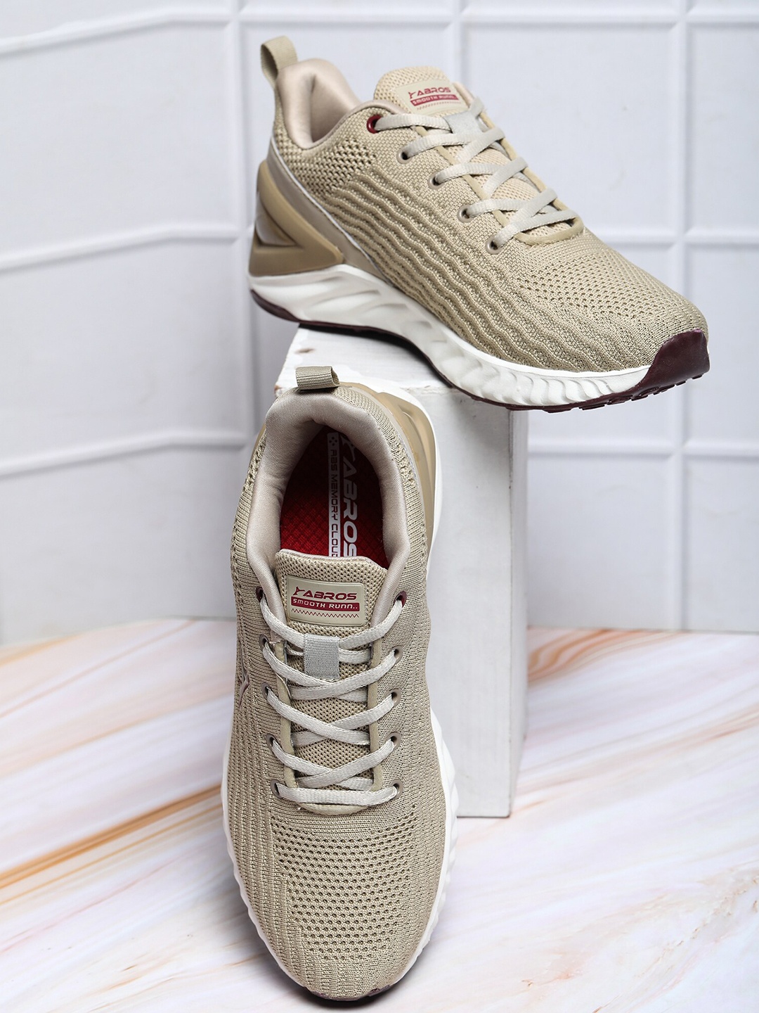 

ABROS Men Air Mesh Running Shoes, Beige