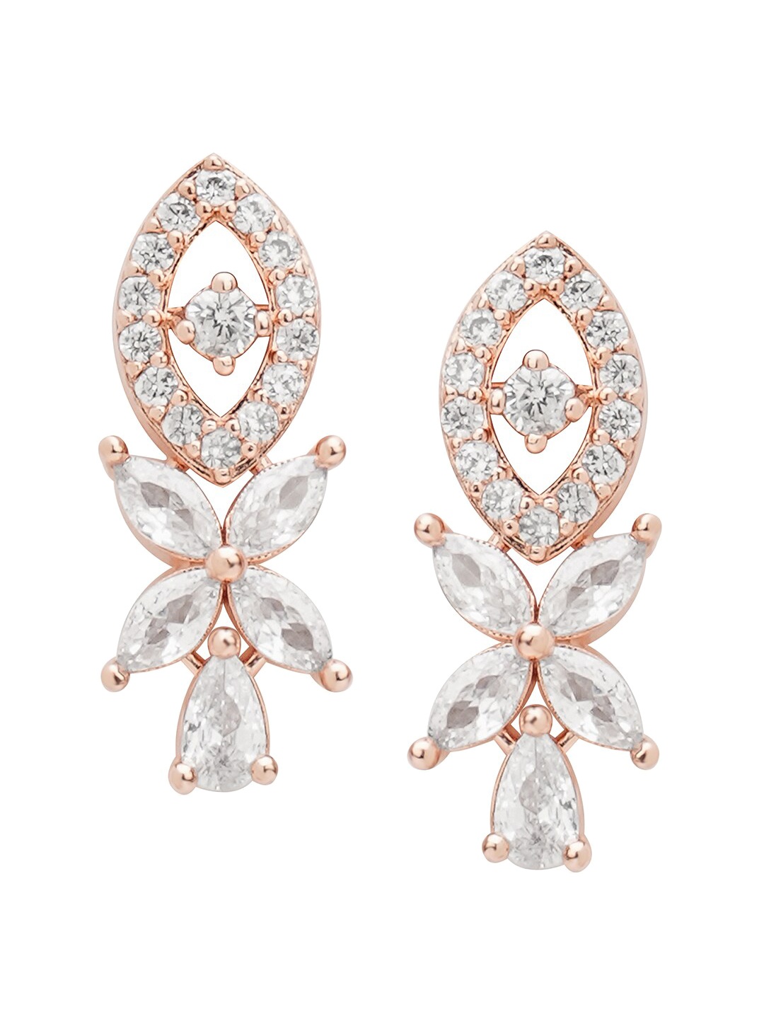 

DressBerry Rose Gold Plated Zircon Stoned Drop Earrings