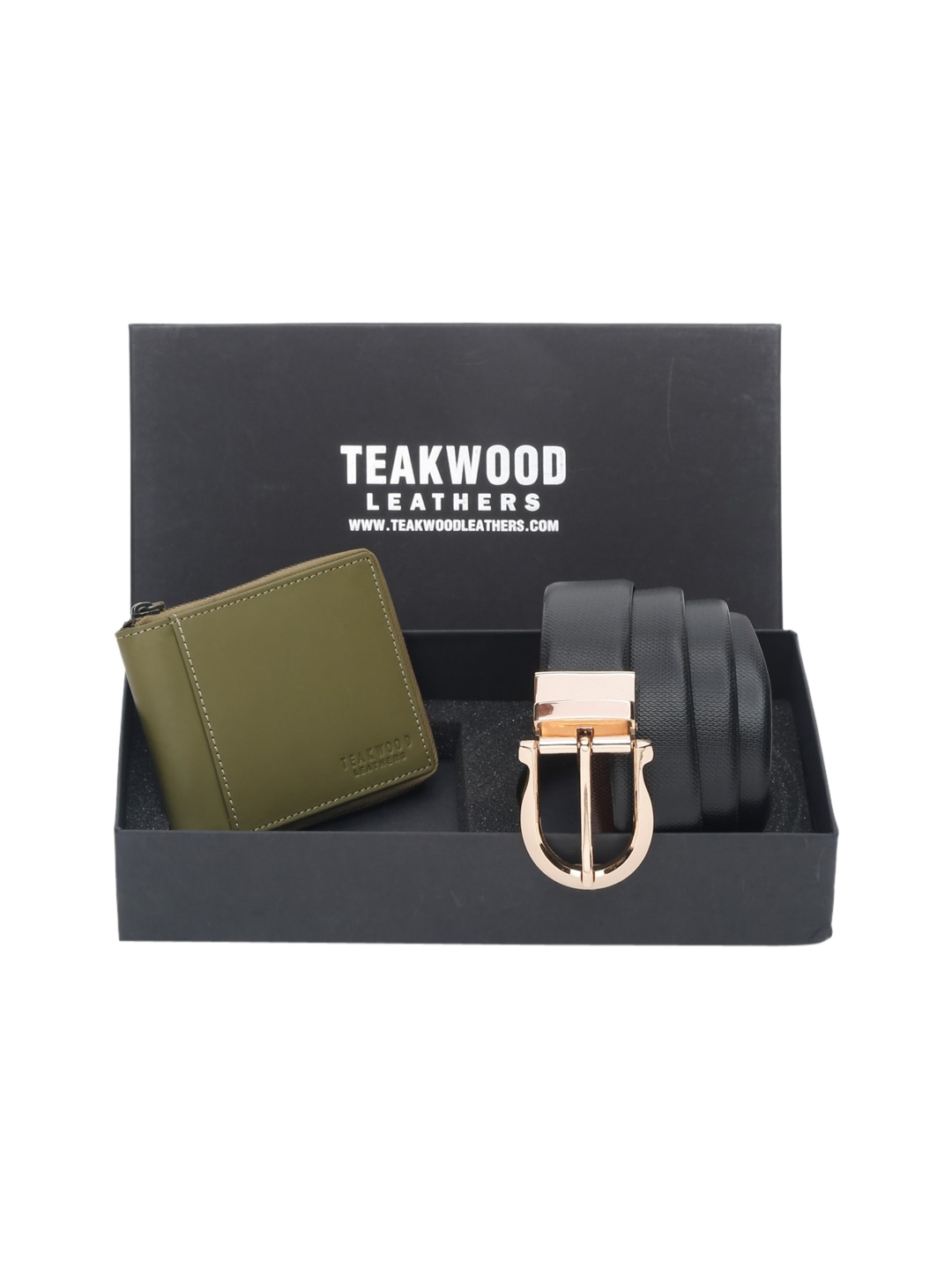 

Teakwood Leathers Men Set Of 2 Accessory Gift Set, Green
