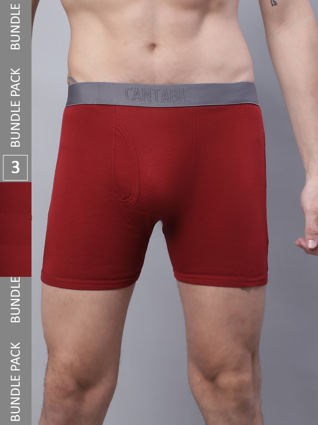 

Cantabil Men Pack Of 3 Cotton Basic Briefs, Maroon