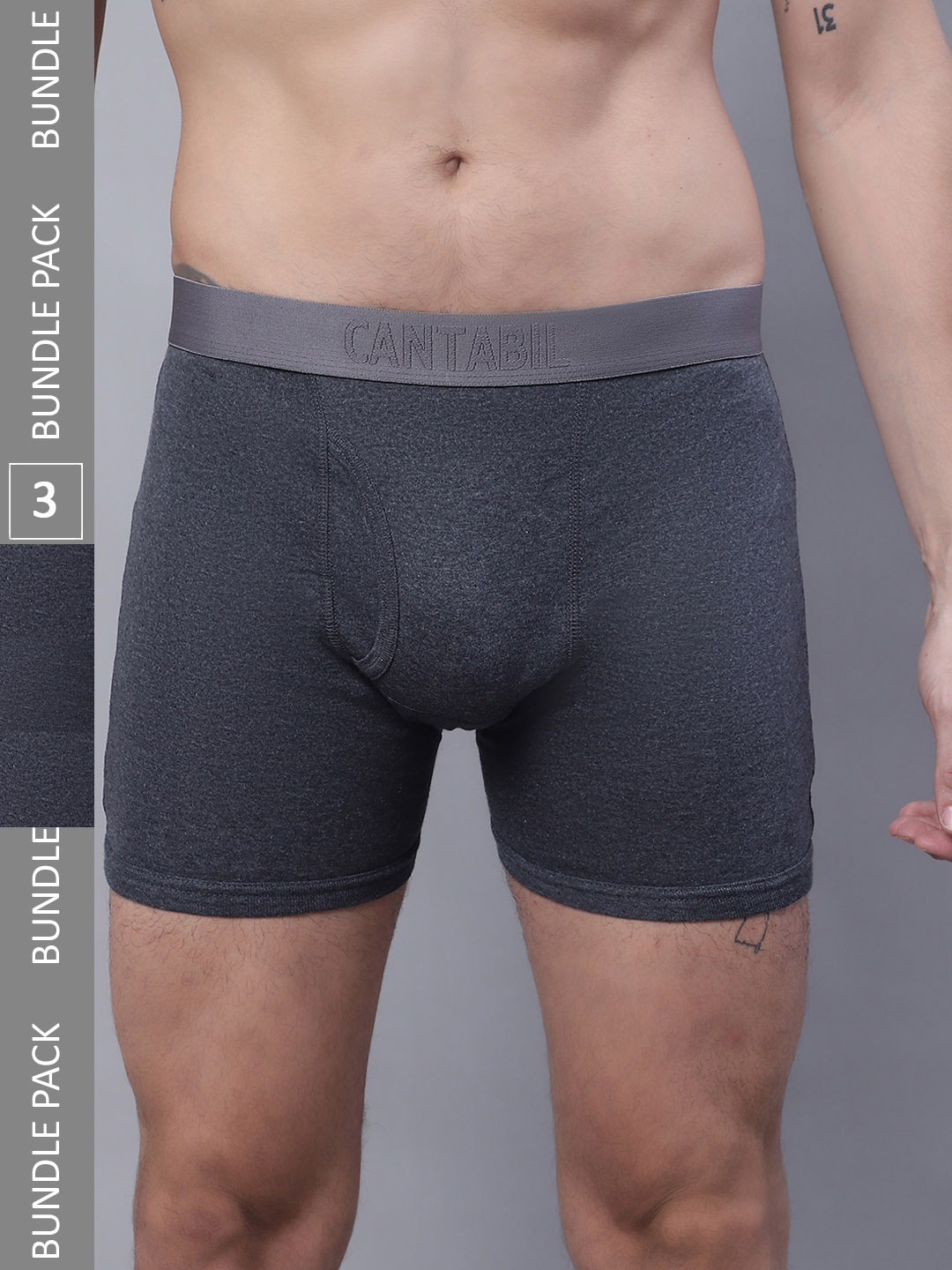 

Cantabil Men Pack Of 3 Basic Briefs, Grey
