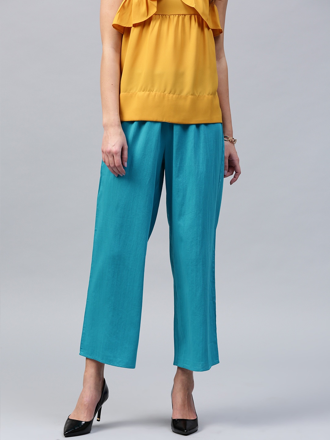 

SASSAFRAS Women Blue Straight Solid Palazzos