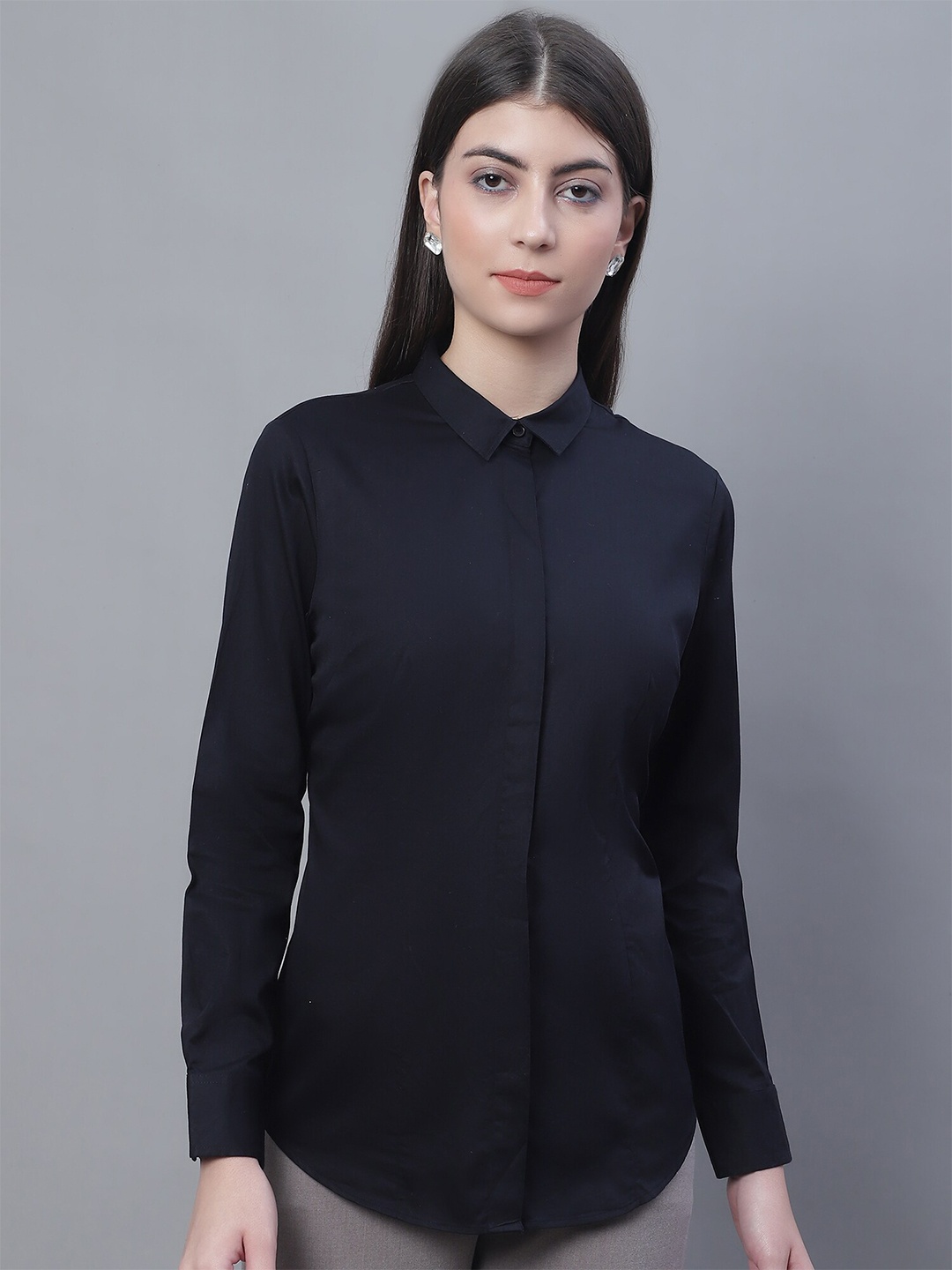 

Cantabil Comfort Fit Spread Collar Cotton Casual Shirt, Black