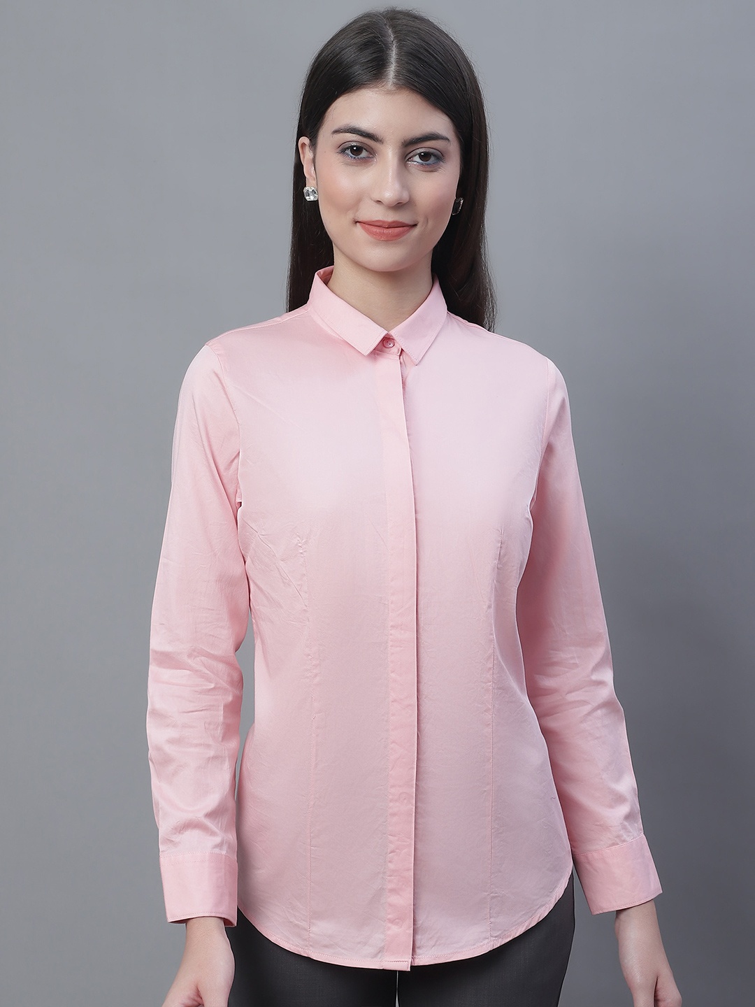 

Cantabil Comfort Fit Spread Collar Cotton Casual Shirt, Pink