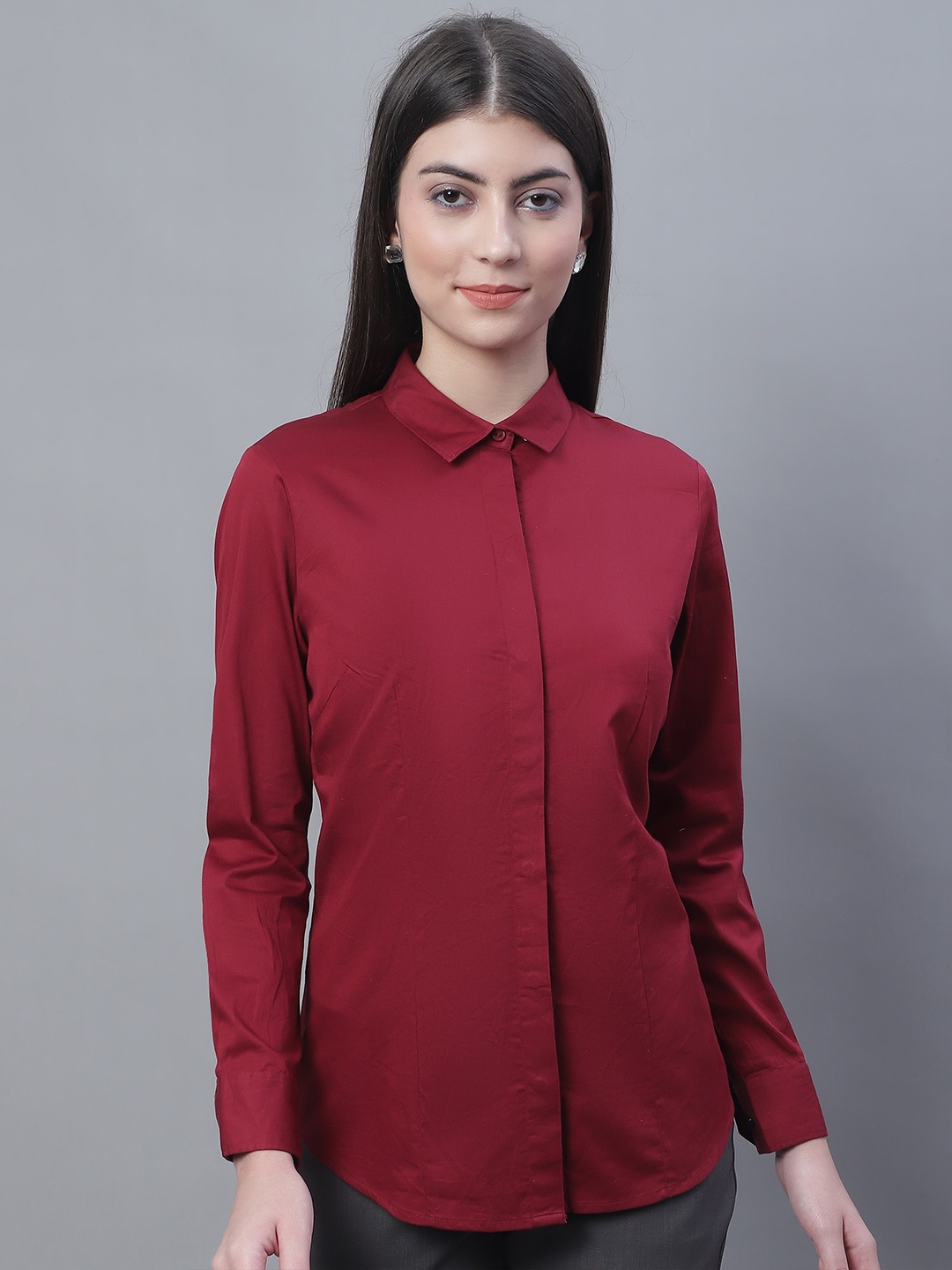 

Cantabil Comfort Fit Spread Collar Cotton Casual Shirt, Maroon