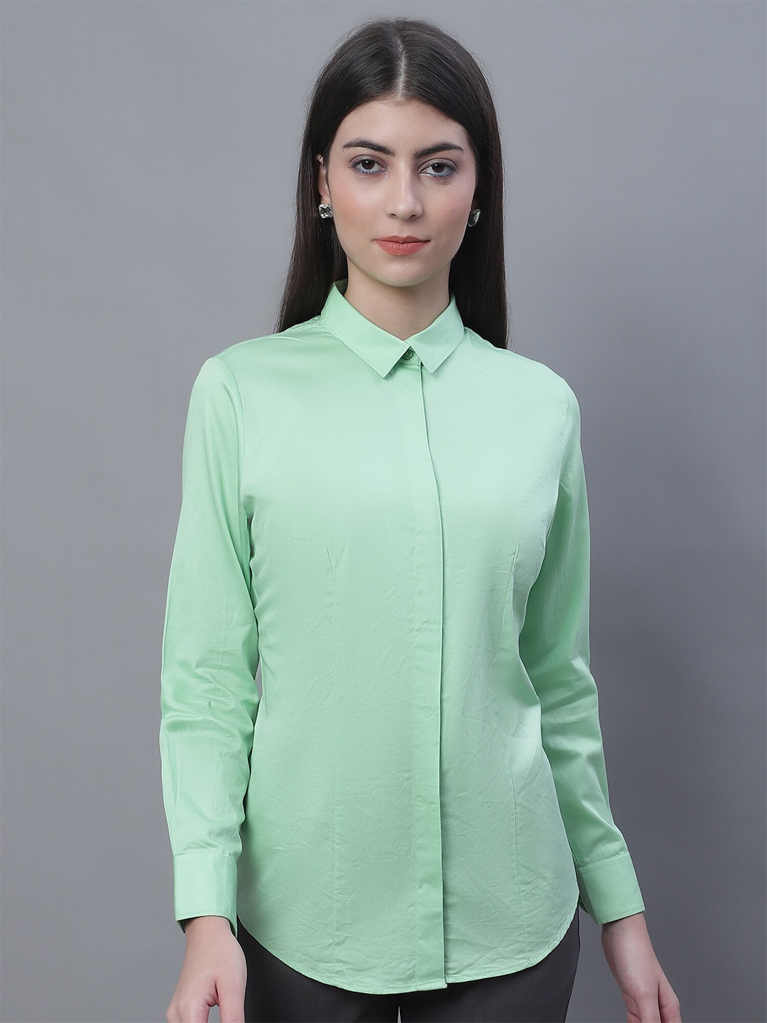 

Cantabil Comfort Fit Spread Collar Cotton Casual Shirt, Green