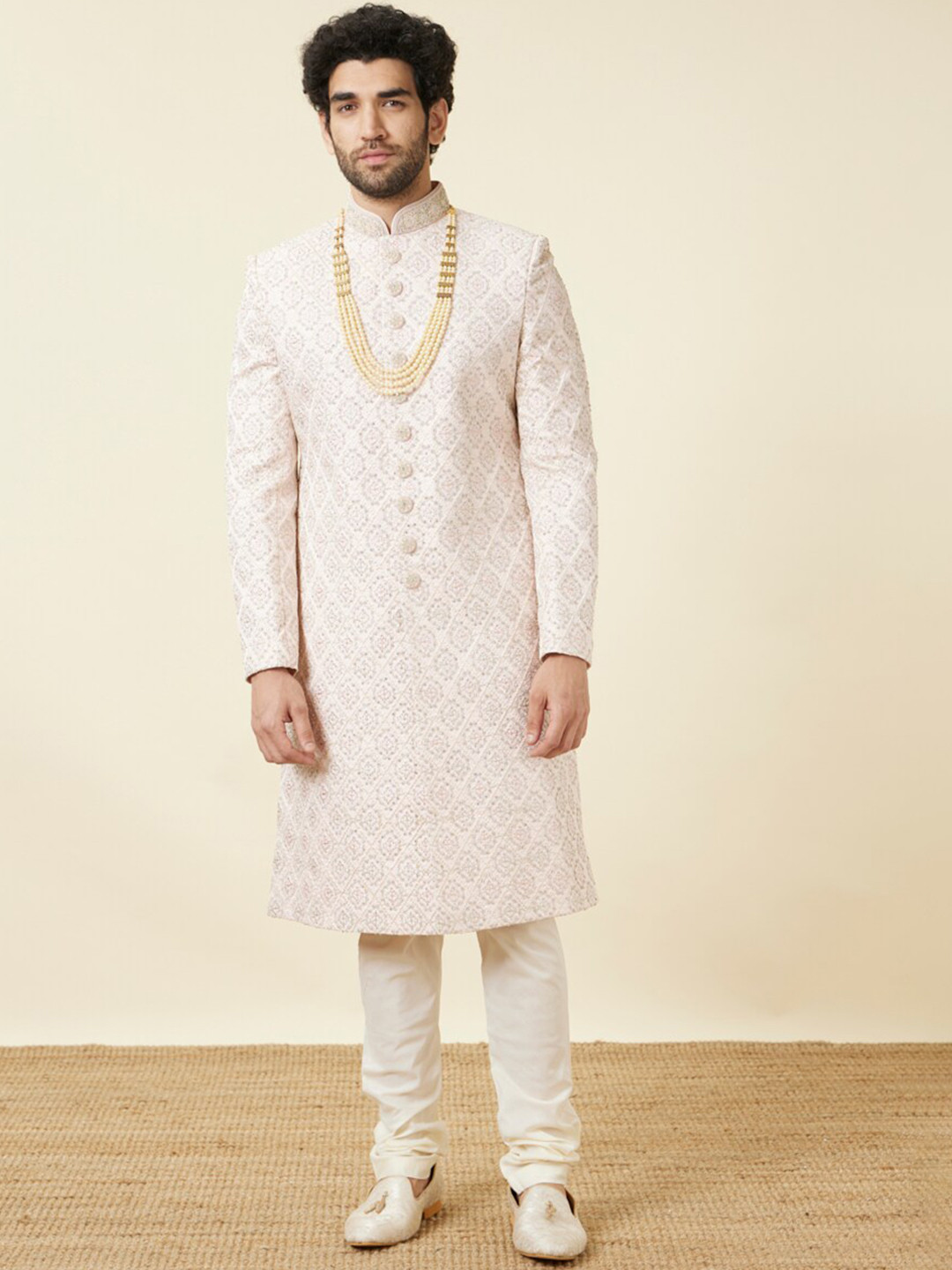 

Manyavar Embroidered Sherwani Set, Pink
