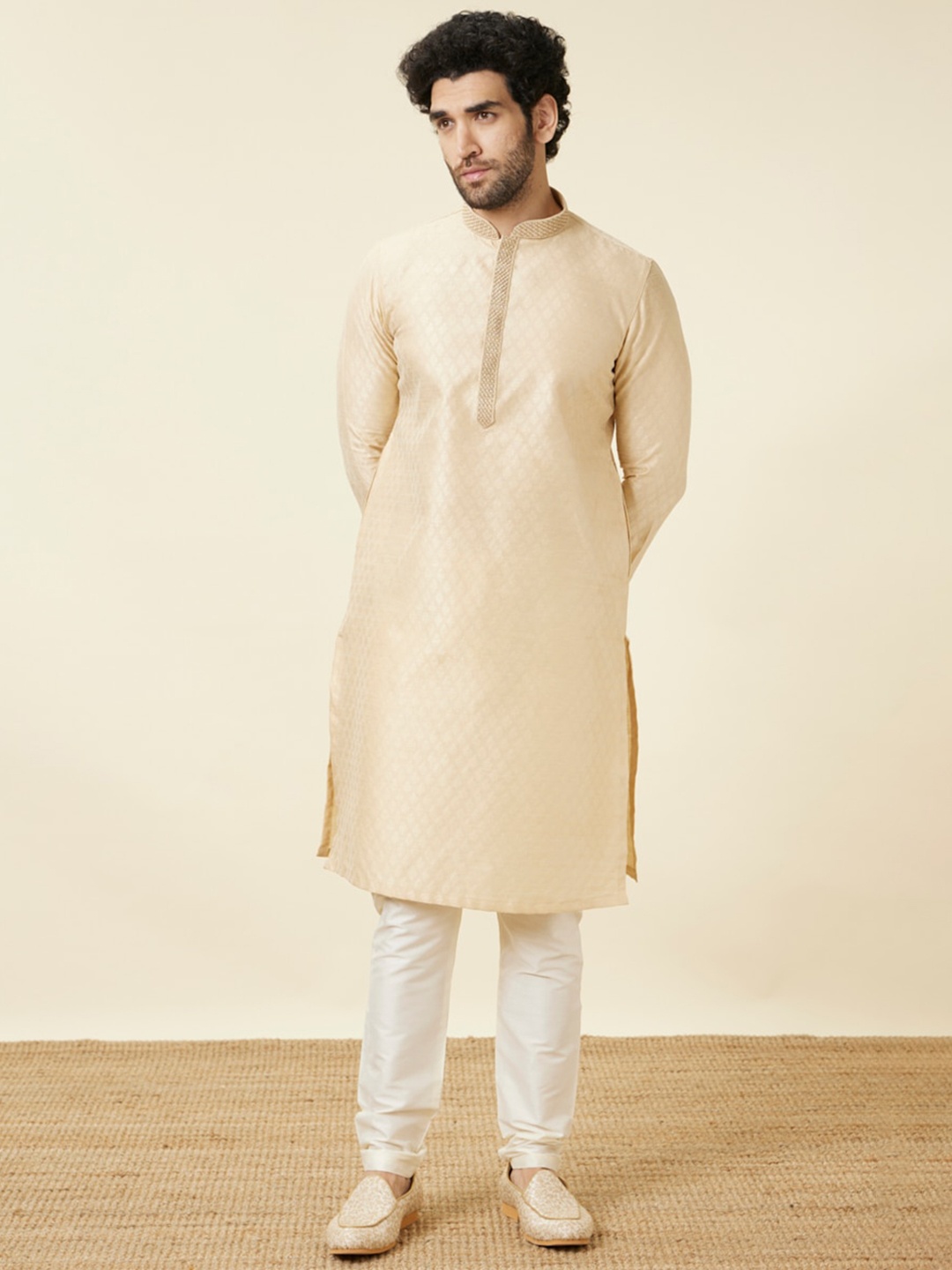 

Manyavar Men Beige Regular Kurta with Pyjamas