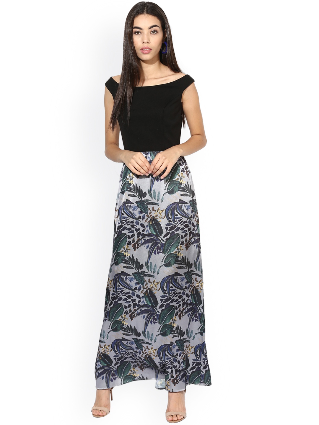 

Kazo Women Grey Printed Maxi Dress