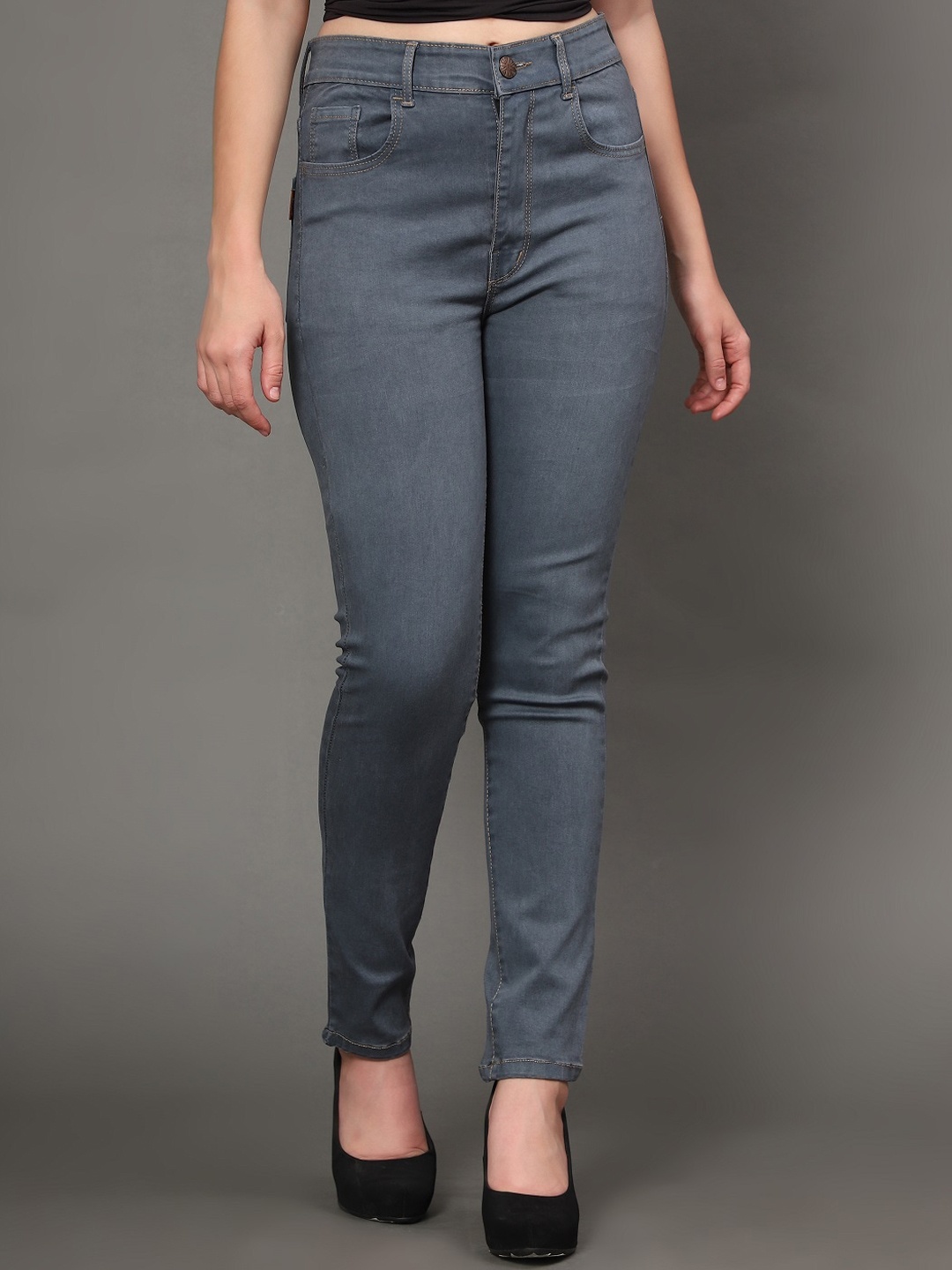 

AngelFab Women Jean Skinny Fit High-Rise Stretchable Jeans, Grey