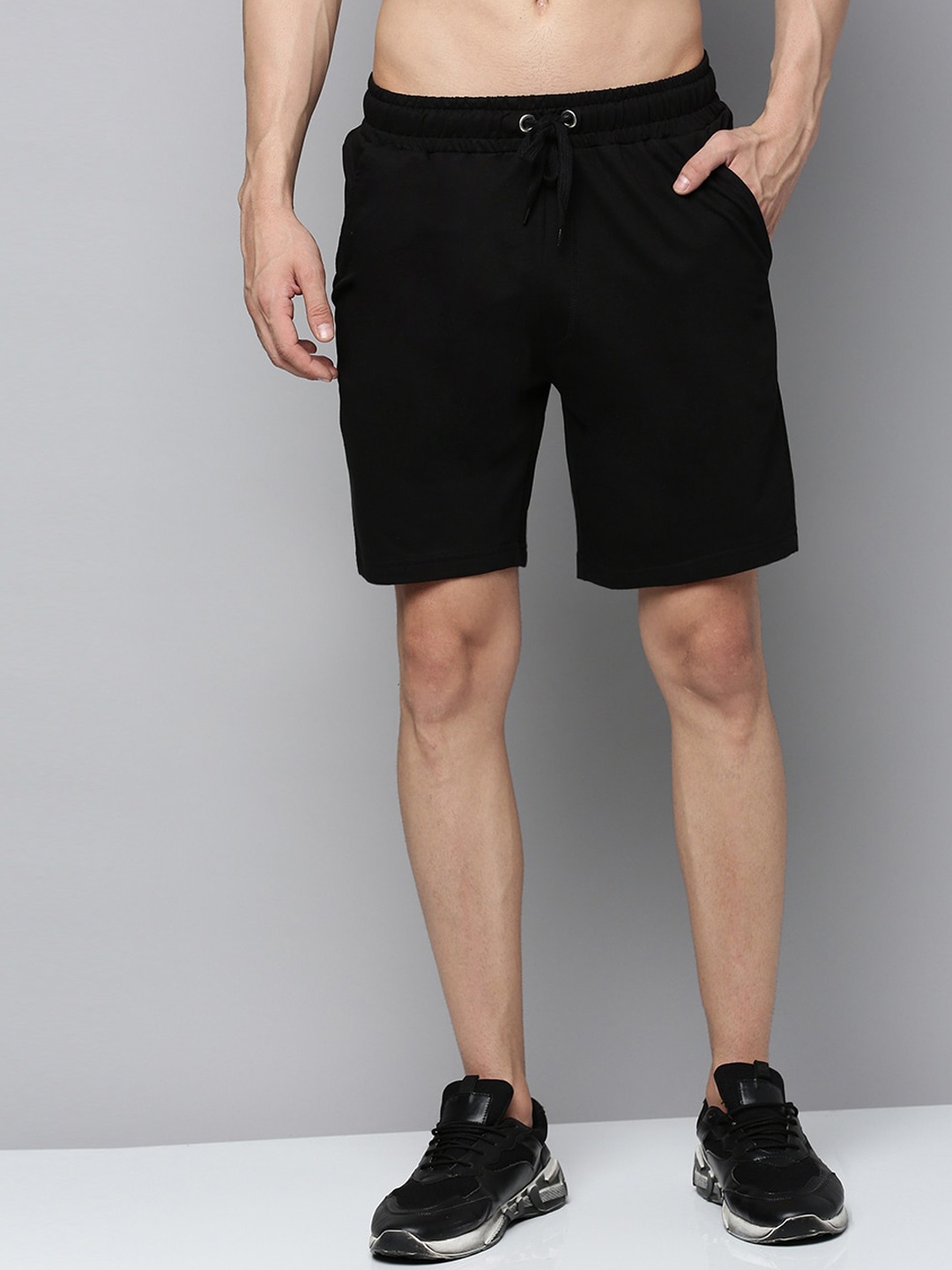 

Urban Dog Men Mid-Rise Cotton Sports Shorts, Black