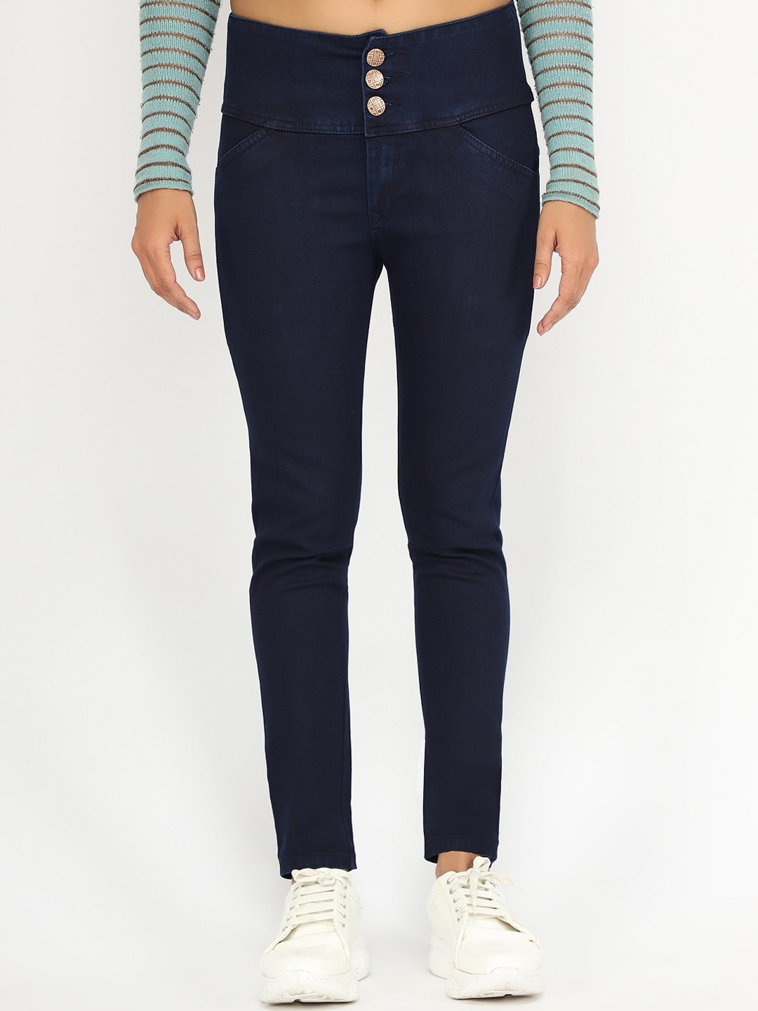 

AngelFab Women Jean High-Rise Stretchable Jeans, Navy blue
