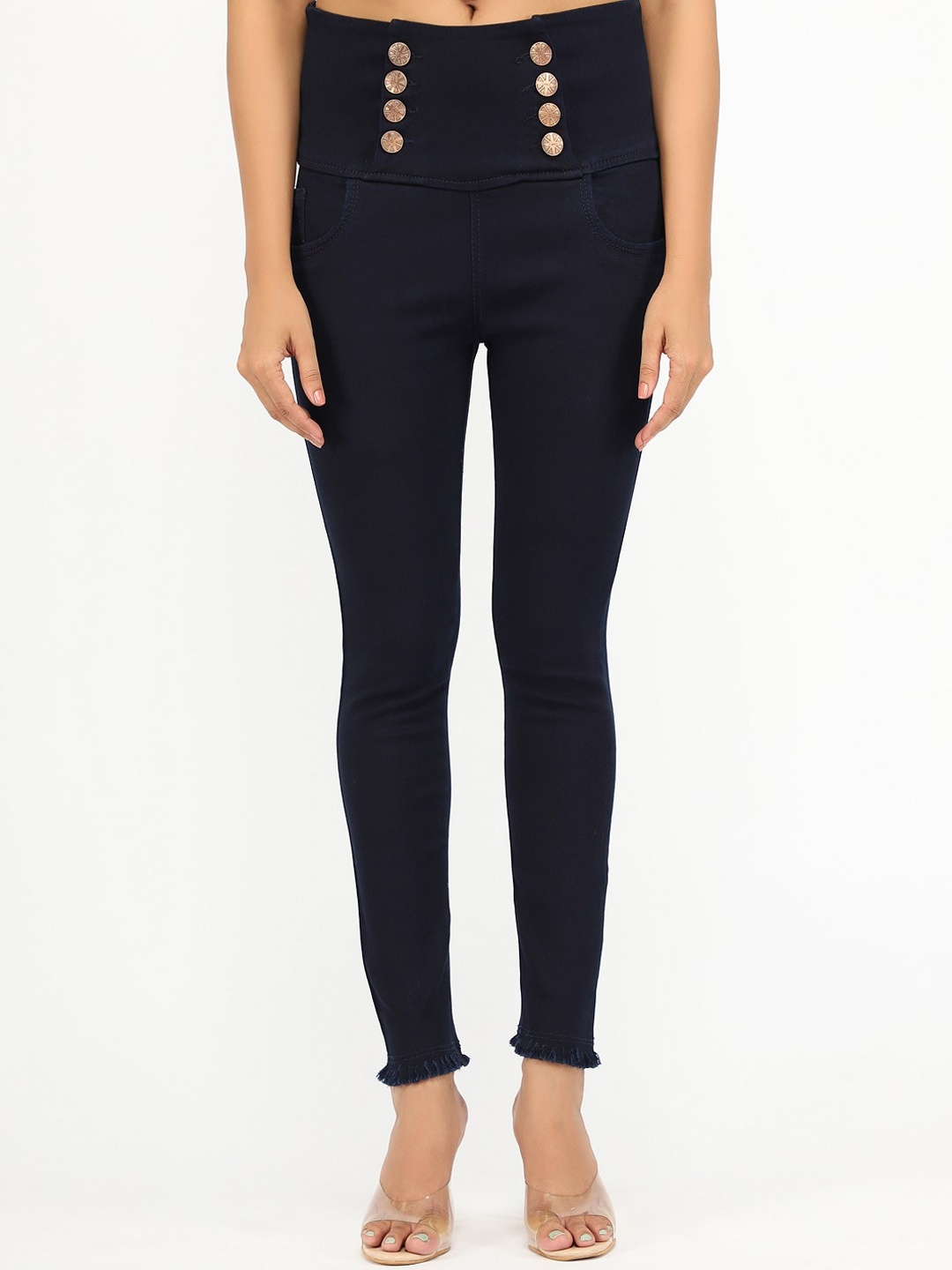 

AngelFab Women Jean High-Rise Stretchable Jeans, Navy blue