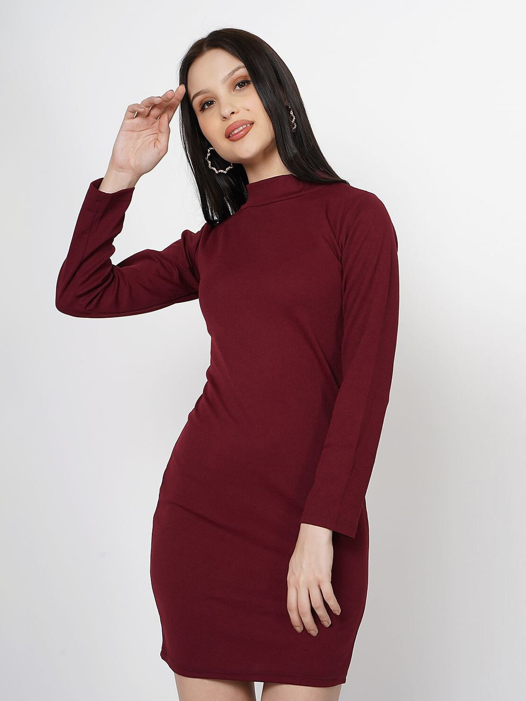 

Taggd Crepe Bodycon Mini Dress, Maroon