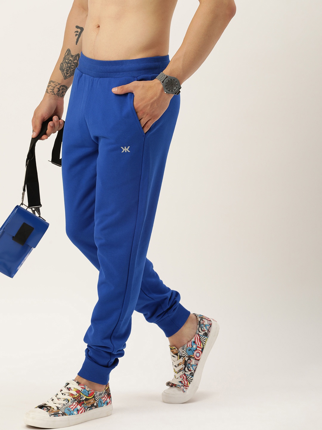 

Kook N Keech Men Slim Fit Pure Cotton Joggers, Blue