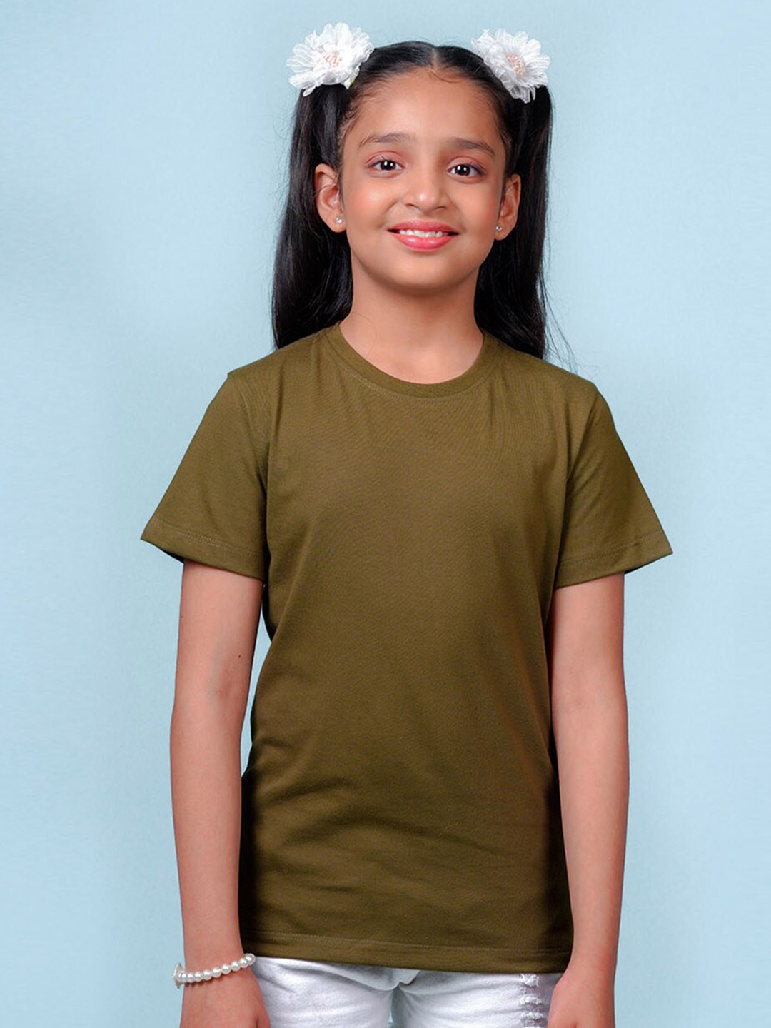 

NUSYL Girls Round Neck Short Sleeves T-shirt, Green